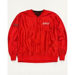 Budweiser River's End Red V-Neck Pullover Windbreaker 2XL Thorpe Distributing